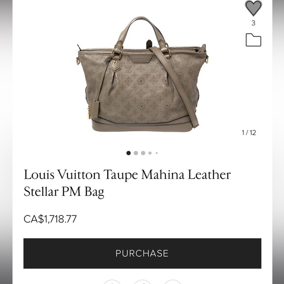 Authentic Louis Vuitton Taupe Mahina Stellar Leather Bag- used - Picture 4 of 8